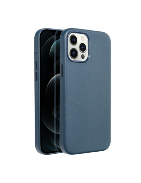 COUVERTURE MAG CUIR compatible avec MagSafe pour IPHONE 12 Pro Max bleu