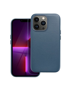 COUVERTURE MAG en CUIR compatible avec MagSafe pour IPHONE 13 Pro bleu