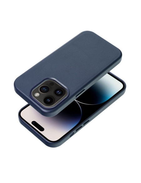 COUVERTURE MAG en CUIR compatible avec MagSafe pour IPHONE 13 Pro bleu
