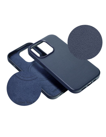 COUVERTURE MAG en CUIR compatible avec MagSafe pour IPHONE 13 Pro bleu