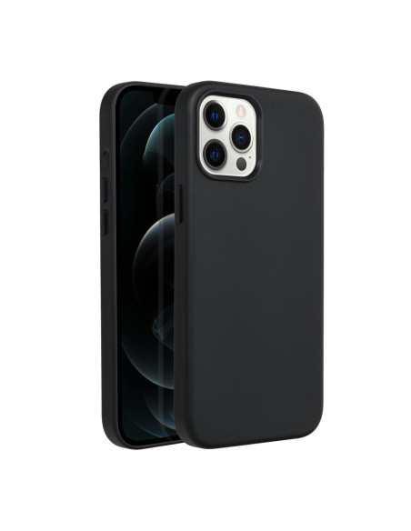 COUVERTURE MAG CUIR compatible avec MagSafe pour IPHONE 12 Pro Max noir