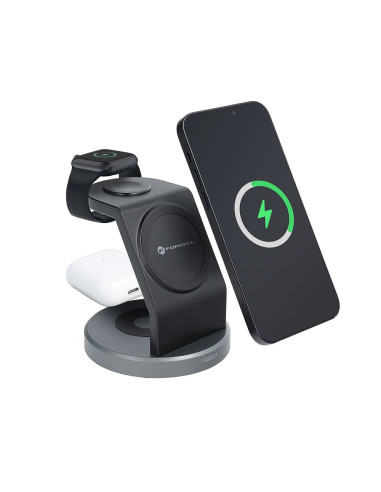 FORCELL wireless charger Qi 3in1 15W Solid Mag Charger support MagSafe black