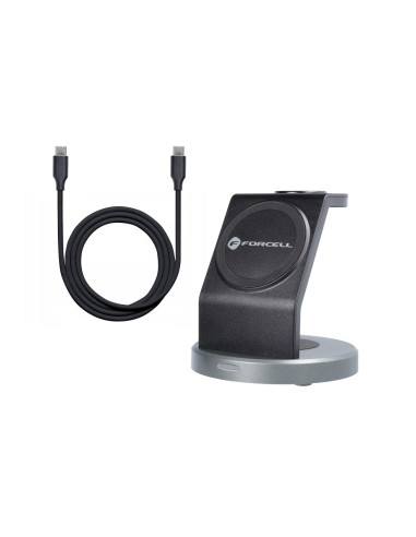 FORCELL wireless charger Qi 3in1 15W Solid Mag Charger support MagSafe black