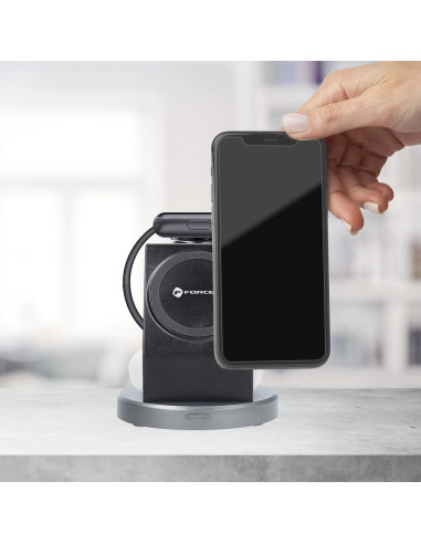 FORCELL wireless charger Qi 3in1 15W Solid Mag Charger support MagSafe black