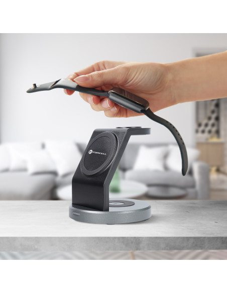 FORCELL wireless charger Qi 3in1 15W Solid Mag Charger support MagSafe black