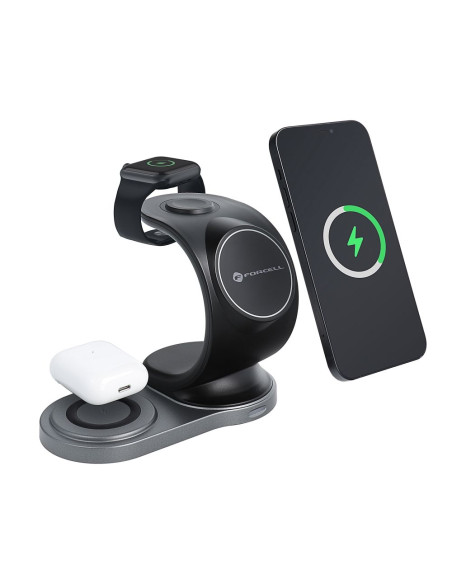 FORCELL 3in1 Qi inductive charger 15W Sail Mag Charger compatible avec MagSafe noir