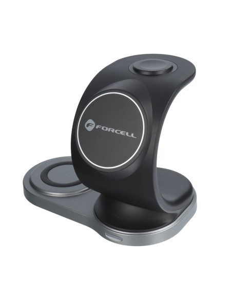 FORCELL 3in1 Qi inductive charger 15W Sail Mag Charger compatible avec MagSafe noir