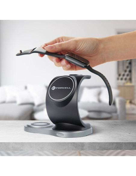 FORCELL 3in1 Qi inductive charger 15W Sail Mag Charger compatible avec MagSafe noir