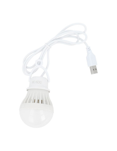 Ampoule LED USB lumière blanche 3W câble 1m 200lm