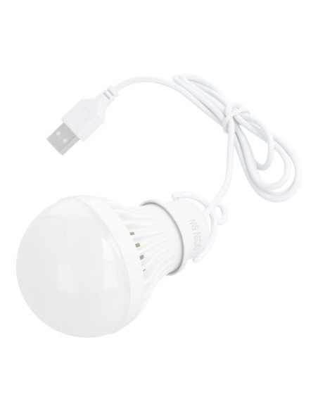 Ampoule LED USB lumière blanche 5W câble 1m 350lm