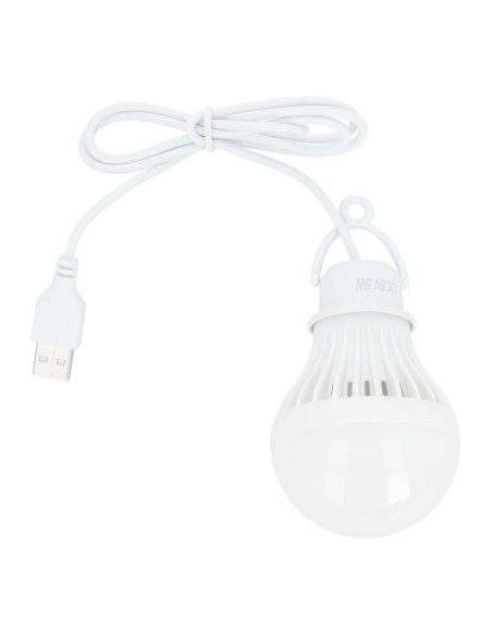 Ampoule LED USB lumière blanche 5W câble 1m 350lm