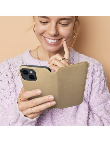 DUAL POCKET Book case for IPHONE 14 gold