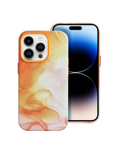 LEATHER MAG COVER case for IPHONE 14 Pro orange splash