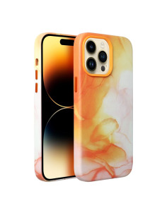 LEATHER MAG COVER case for IPHONE 14 Pro orange splash 2