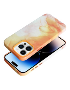COUVERTURE MAG EN CUIR compatible avec MagSafe pour IPHONE 14 Pro Max Coque orange 2