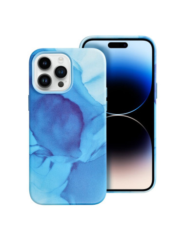 LEATHER MAG COVER case for IPHONE 14 Pro Max blue splash