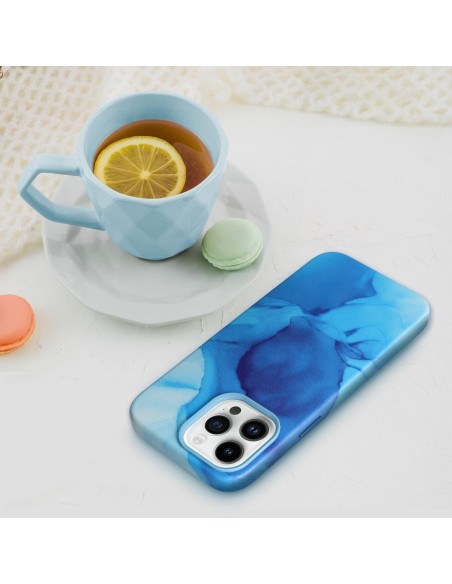 LEATHER MAG COVER case for IPHONE 14 Pro Max blue splash