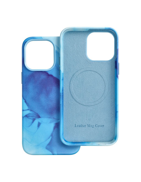 LEATHER MAG COVER case for IPHONE 14 Pro Max blue splash