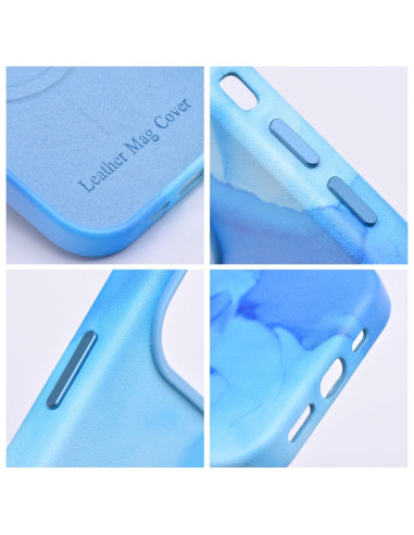 LEATHER MAG COVER case for IPHONE 14 Pro Max blue splash