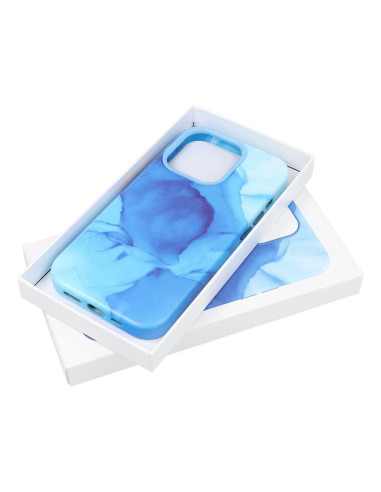 LEATHER MAG COVER case for IPHONE 14 Pro Max blue splash