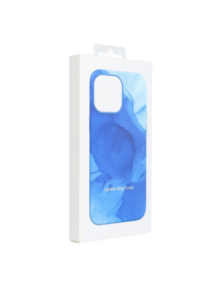 LEATHER MAG COVER case for IPHONE 14 Pro Max blue splash