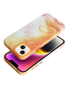 COUVERTURE MAG EN CUIR compatible avec MagSafe pour IPHONE 14 Plus Coque orange 2