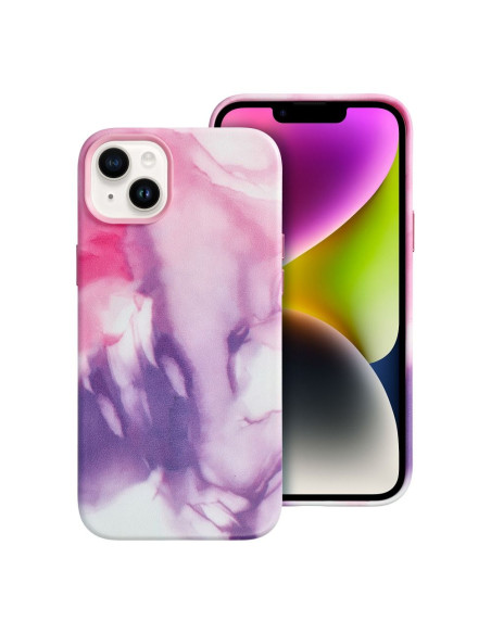 Coque MAG COVER en cuir compatible avec MagSafe pour IPHONE 14 Plus purple splash