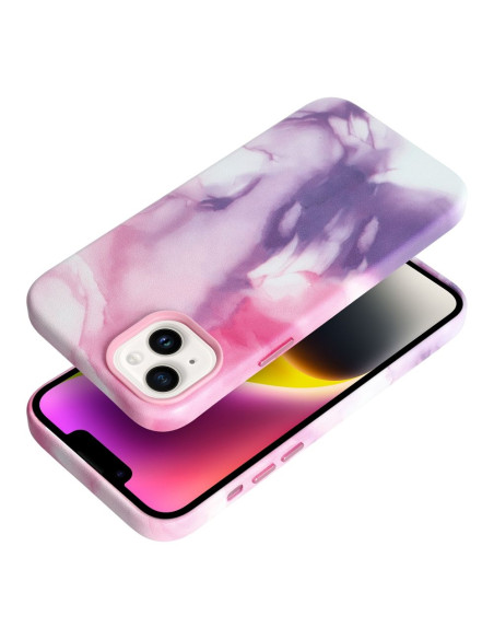 Coque MAG COVER en cuir compatible avec MagSafe pour IPHONE 14 Plus purple splash