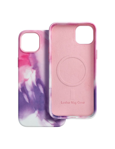 Coque MAG COVER en cuir compatible avec MagSafe pour IPHONE 14 Plus purple splash