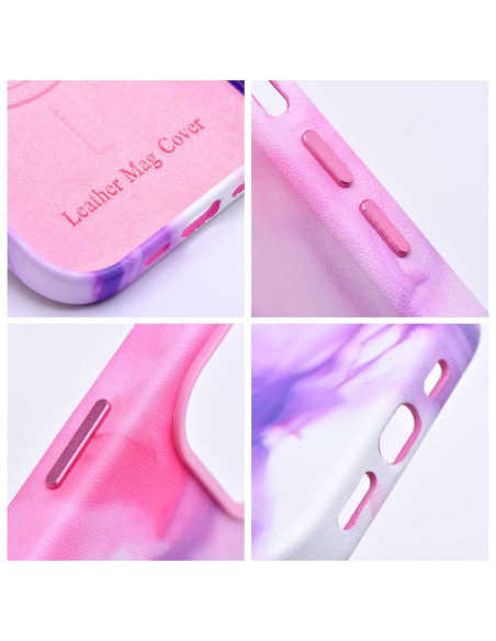Coque MAG COVER en cuir compatible avec MagSafe pour IPHONE 14 Plus purple splash