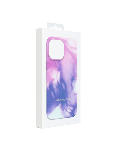 Coque MAG COVER en cuir compatible avec MagSafe pour IPHONE 14 Plus purple splash