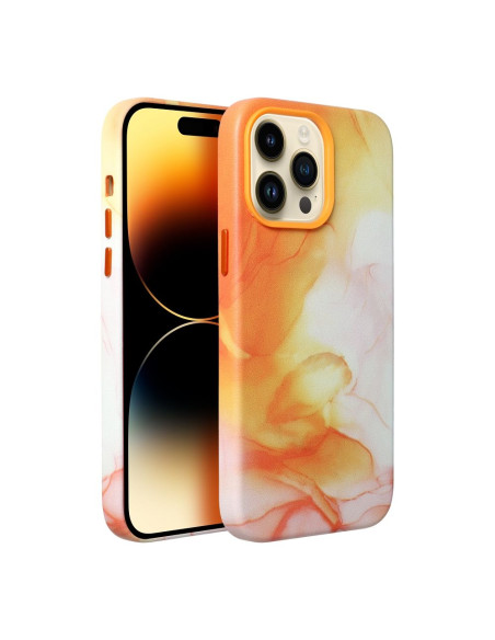 LEATHER MAG COVER case for IPHONE 13 orange splash