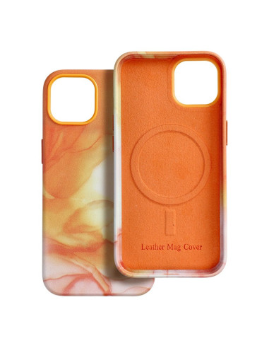 LEATHER MAG COVER case for IPHONE 13 orange splash