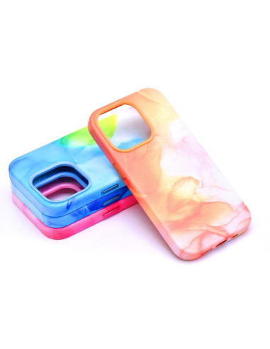 LEATHER MAG COVER case for IPHONE 13 orange splash