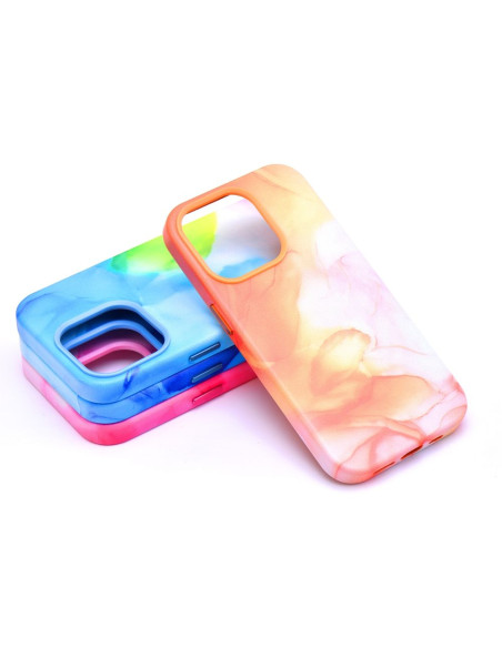 LEATHER MAG COVER case for IPHONE 13 orange splash