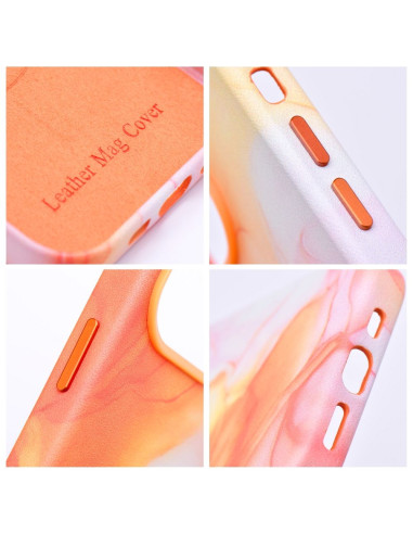 LEATHER MAG COVER case for IPHONE 13 orange splash
