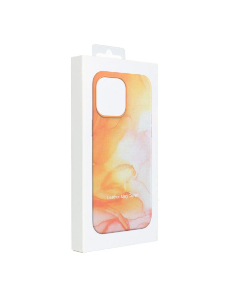 LEATHER MAG COVER case for IPHONE 13 orange splash