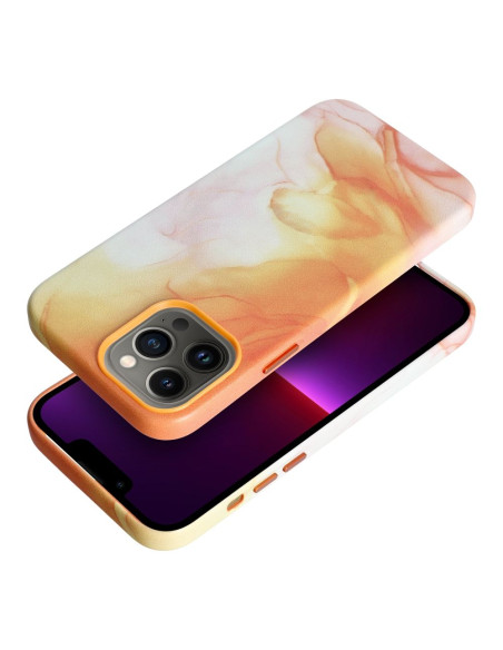 COUVERTURE MAG EN CUIR compatible avec MagSafe pour IPHONE 13 Pro Max Coque orange