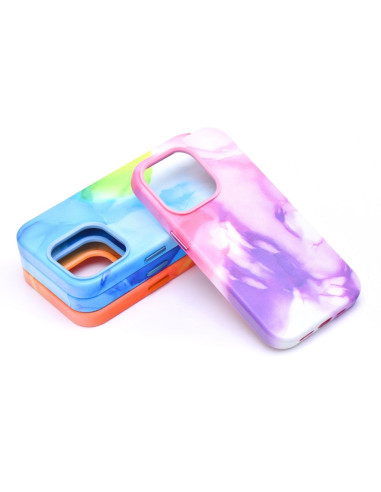 Coque MAG COVER en cuir compatible avec MagSafe pour IPHONE 13 Pro Max purple splash
