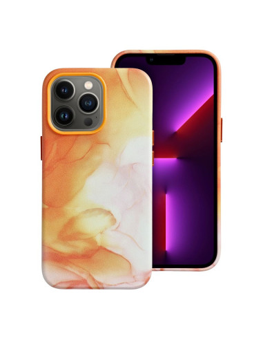 COUVERTURE MAG EN CUIR compatible avec MagSafe pour IPHONE 13 Pro Coque orange