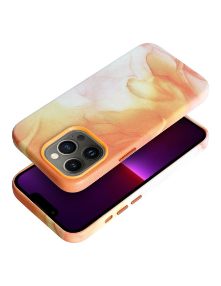 COUVERTURE MAG EN CUIR compatible avec MagSafe pour IPHONE 13 Pro Coque orange