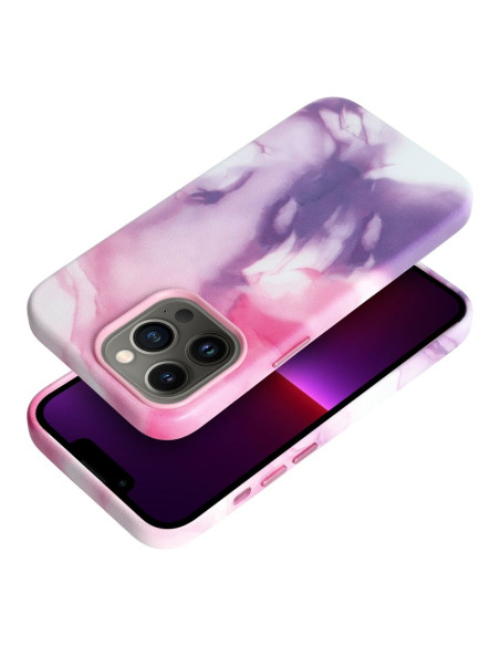 Coque MAG COVER en cuir compatible avec MagSafe pour IPHONE 13 Pro purple splash