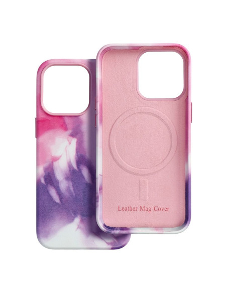 Coque MAG COVER en cuir compatible avec MagSafe pour IPHONE 13 Pro purple splash