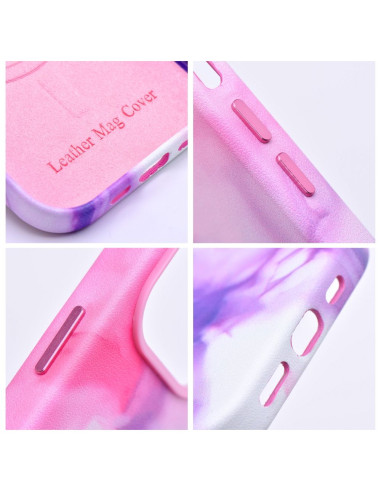 Coque MAG COVER en cuir compatible avec MagSafe pour IPHONE 13 Pro purple splash