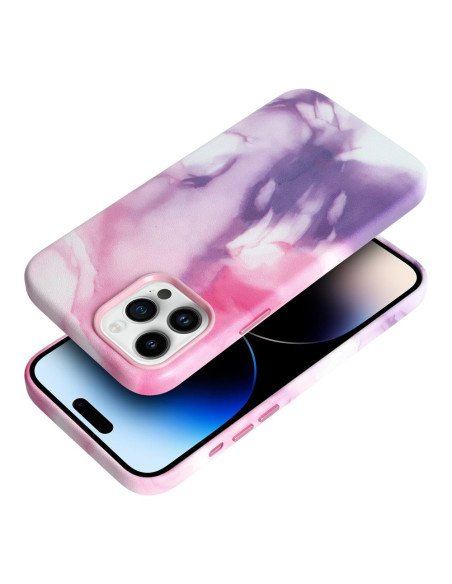 Coque MAG COVER en cuir compatible avec MagSafe pour IPHONE 12 Pro Max purple splash