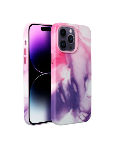 Coque MAG COVER en cuir compatible avec MagSafe pour IPHONE 12 Pro Max purple splash
