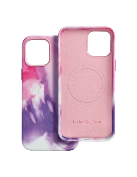Coque MAG COVER en cuir compatible avec MagSafe pour IPHONE 12 Pro Max purple splash