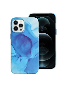 Coque MAG COVER en cuir compatible avec MagSafe pour IPHONE 12 Pro Max bleu splash
