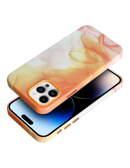 COUVERTURE MAG EN CUIR compatible avec MagSafe pour IPHONE 12 Pro Coque orange