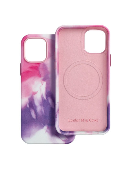 Coque MAG COVER en cuir compatible avec MagSafe pour IPHONE 12 Pro purple splash